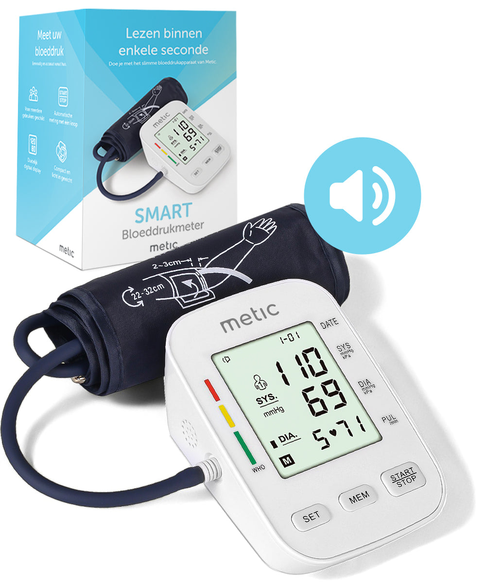 Metic Smart Bloeddrukmeter - Aanbevolen door Hartstichting - Manchet 22-42 cm