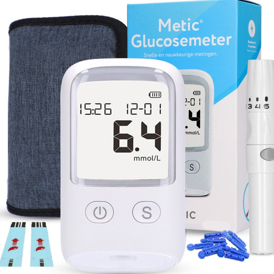 Metic Glucosemeter - Inclusief 25 Teststrips & Lancettes